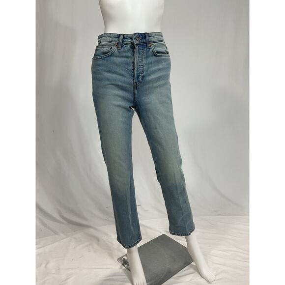 Reformation 'Cynthia' Blue Stretch High Rise Straight Denim Jeans Size 23 - Picture 2 of 5